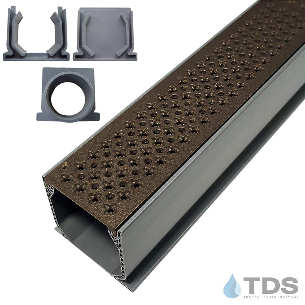 MCK-BA-CATH-BF NDS Mini Channel Kit in Grey with TDS Bronze Age BoOF Ductile Iron Cathedral Grates