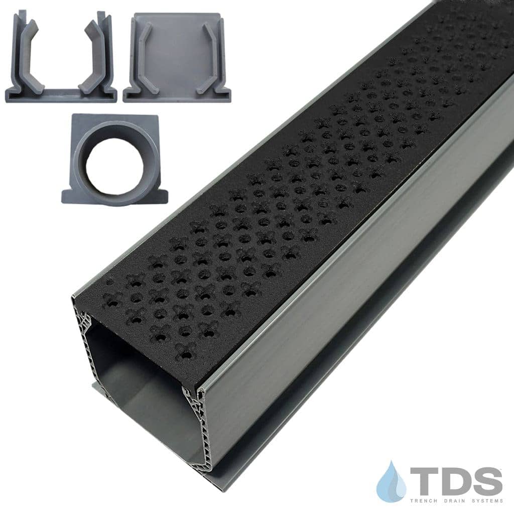 MCK-BA-CATH-D NDS Mini Channel Kit in Grey with TDS Bronze Age Ductile Iron Cathedral Grates