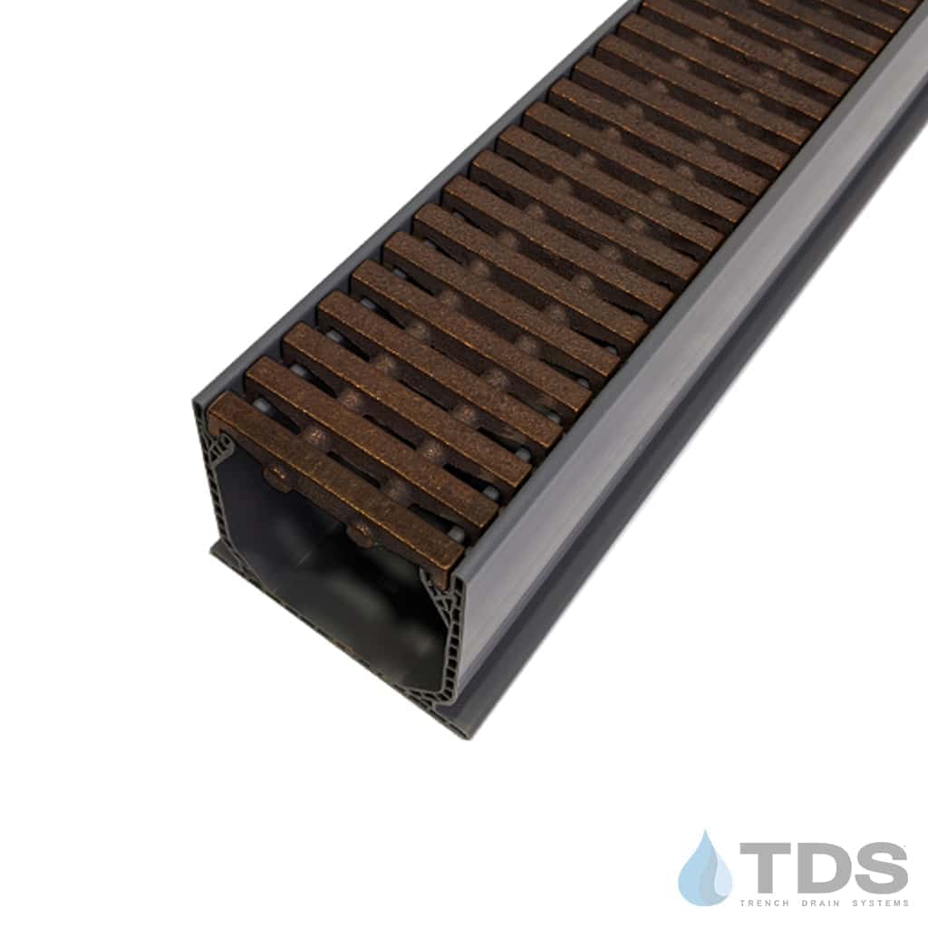 MCK-BA-PED-BF NDS Mini Channel in Grey with TDS Bronze Age BoOF Ductile Iron Pedreda Grates
