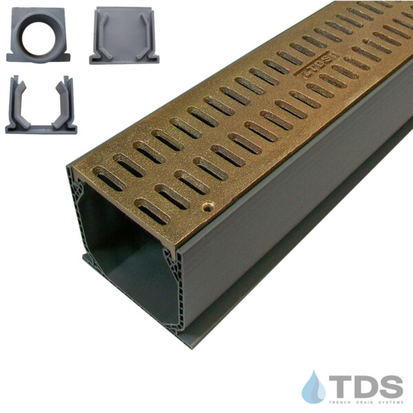 NDS Mini Channel with Natural Bronze Slotted Grate MCK-BA-SLOT