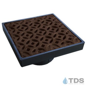 LPK09-IA-INTER-BF NDS Low Profile Catch Basin with Iron Age Interlaken Baked on Oil Finish Grate